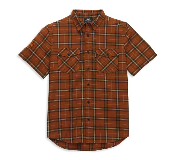 SHIRT WOVEN BROWN PLAID