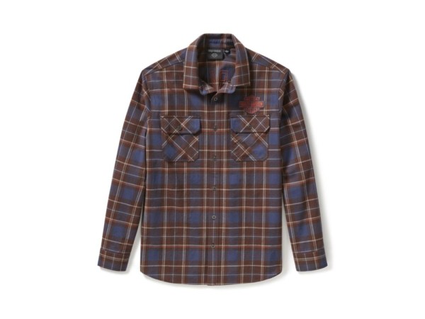 SHIRT WOCEN DARK BLUE/BROWN
