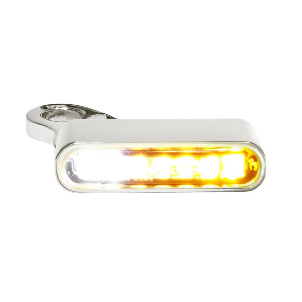 LED BLINKER VORNE ALUMINUM-NATURALCHROME MIT STANDLICHT